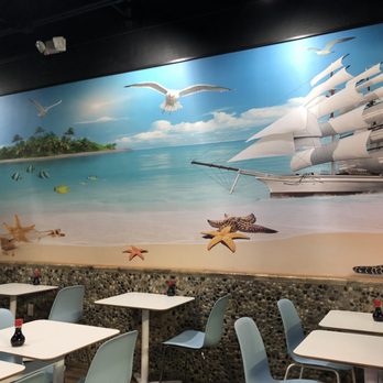 Sailing Poke Bowl - The decor is ok. Cute and beachy mural - Poke Near Me - Tampa, Florida