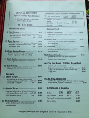 Menu photo 1 Max & Moritz Galiano Island, BC