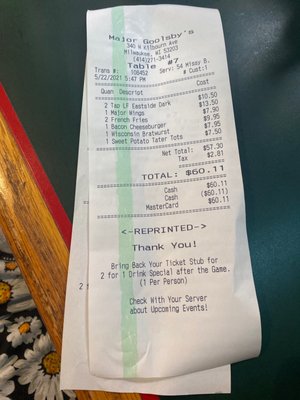 Menu photo 6 Major Goolsby's Milwaukee, WI