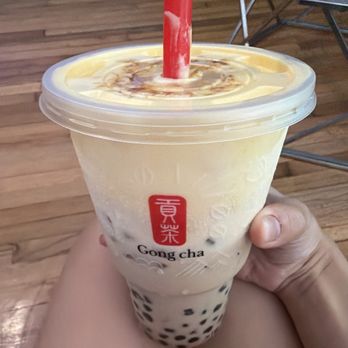 Gong Cha - Crème Brûlée Milk Tea W/Black Pearls - Coffee & Tea Near Me - Columbia, South Carolina Gong Cha - Crème Brûlée Milk Tea W/Black Pearls - Coffee & Tea Near Me - Columbia, South Carolina