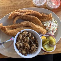 Swai Fish Po-Boy and dirty rice... delicious Swai Fish Po-Boy and dirty rice... delicious