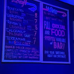 Ramble Tamble - Chalkboard menu showcasing Draft and Wine drink options.