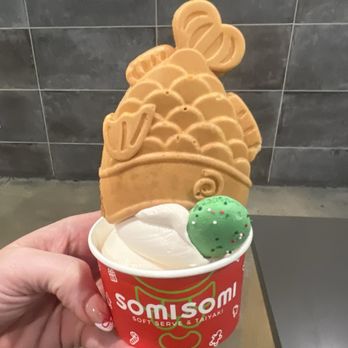 Somisomi - Yogurt in a cup with a waffle on top! - Desserts Near Me - Carrollton, Texas