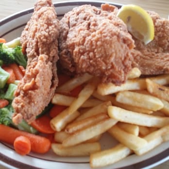 Shrimp House - Breaded catfish with a side of fries and steamed veggies - Seafood Near Me - Arcadia, California Shrimp House - Breaded catfish with a side of fries and steamed veggies - Seafood Near Me - Arcadia, California