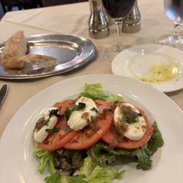 Insalata Caprese, Garlic Bread with red wine Insalata Caprese, Garlic Bread with red wine