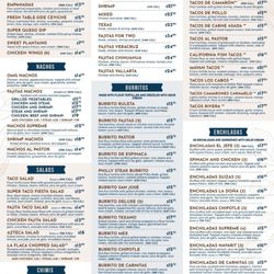 Plaza Mexican Bar And Grill - Menu back side