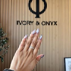 Ivory & Onyx Nail Lounge - Builder gel manicure with cat eye design