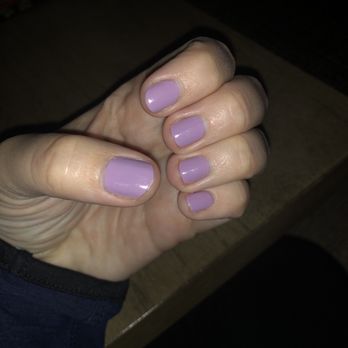 Island Nails Lounge - Basic manicure with purple polish - Nail Salons Near Me - Cypress, Texas