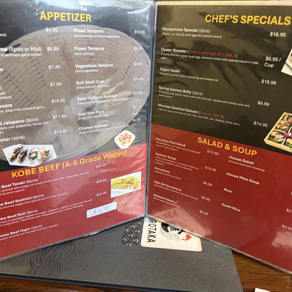 Hirotaka Sushi - Menu - Japanese Near Me - Menlo Park, California