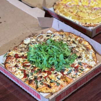 Fat Tomato Pizza - 1/2 K-Town Special Pizza + 1/2 Truffle Mushroom Pizza (front) & 1/2 Sweet Potato Pizza + 1/2 Aloha Hawaiian Pizza (back) - Pizza Near Me - Los Angeles, California Fat Tomato Pizza - 1/2 K-Town Special Pizza + 1/2 Truffle Mushroom Pizza (front) & 1/2 Sweet Potato Pizza + 1/2 Aloha Hawaiian Pizza (back) - Pizza Near Me - Los Angeles, California