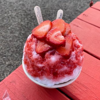 Wailua Shave Ice - "Love potion" (strawberry flavored) shave ice - Shaved Ice Near Me - Kapaa, Hawaii
