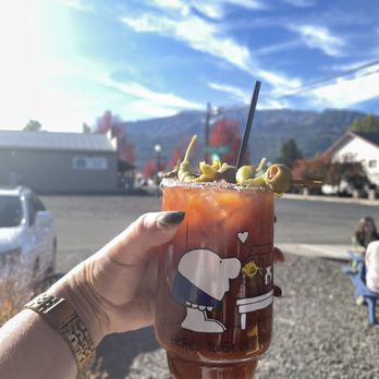 The Blythe Cricket - Perfectly spicy Bloody Mary on a perfectly warm Fall day in an awesome vintage glass. - Breakfast & Brunch Near Me - Joseph, Oregon