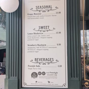 Central Park Crepes - Summer 2024 menu - Creperies Near Me - Orlando, Florida