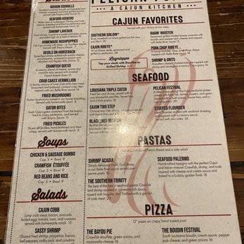 Pelican Pointe - the menu for the restaurant - Cajun/Creole Near Me - Lufkin, Texas