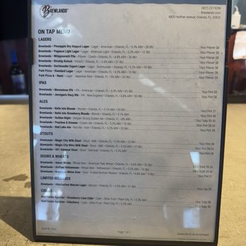 Brewlando Brewing - Menu - Breweries Near Me - Orlando, Florida