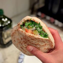 Falafel Feast - Beef Kebab Pita Wrap - fluffy, fresh pita, and so tasty! IG - @bilalandjesseatfood