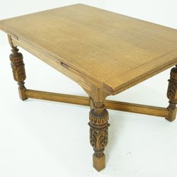 Sugar Barrel Antiques - Carved Oak Table - Canada 1950s