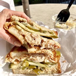 Cracked Pepper Turkey Sandwich panini and spicy style Yukon Potato Salad Cracked Pepper Turkey Sandwich panini and spicy style Yukon Potato Salad