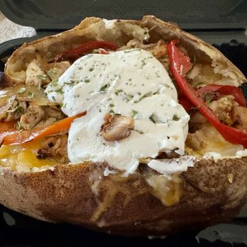 Spud Street - Baked potato-grilled chicken-veggies-sour cream So good! Very large, enough for leftovers - Food Trucks Near Me Spud Street - Baked potato-grilled chicken-veggies-sour cream So good! Very large, enough for leftovers - Food Trucks Near Me