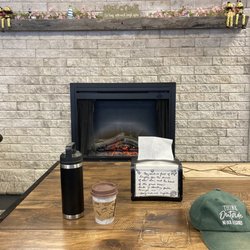 Lighthouse Coffee Shop & Bistro - Fireplace and my stuff
