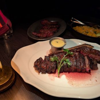 Bavette's Bar & Boeuf - split the bone-in fillet with bacon and corn. steak's great, corn's great - Steakhouses Near Me - Chicago, Illinois