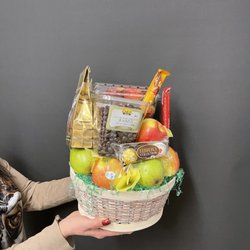Decadent chocolate and fruit gift basket, available for same-day delivery!