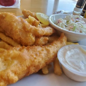 Shuckers - Fish and chips. The fish filets are huge and fresh! - Seafood Near Me - Jensen Beach, Florida