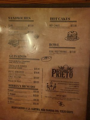 Menu photo 1 Cantina El Prieto Chula Vista, CA Menu photo 1 Cantina El Prieto Chula Vista, CA