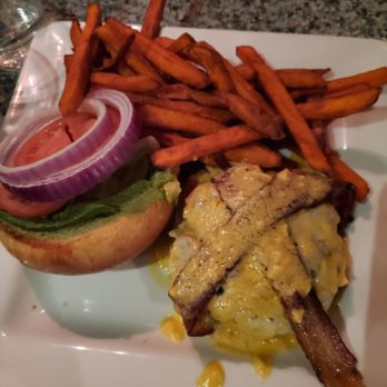 Bube's Brewery - Mount Joy burger with sweet potato fries - Breweries Near Me - Mount Joy, Pennsylvania