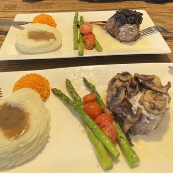 Whiskey Creek - Filet mignon with Gorgonzola sauce, one with caramelized onions, one with sautéed mushrooms - Steakhouses Near Me - Bishop, California Whiskey Creek - Filet mignon with Gorgonzola sauce, one with caramelized onions, one with sautéed mushrooms - Steakhouses Near Me - Bishop, California