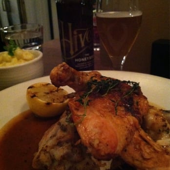 Whyte & Brown - Beer can half chicken, smokey mashed potatoes and Hiver beer. - Modern European Near Me - London, XGL