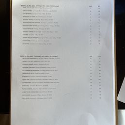 Wine Menu Wine Menu