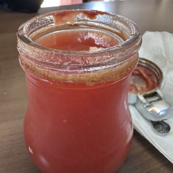 Pupusas la Buena Vida - Gunk on the sauce container - Salvadoran Near Me - Lancaster, California Pupusas la Buena Vida - Gunk on the sauce container - Salvadoran Near Me - Lancaster, California