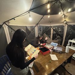Inside the tent