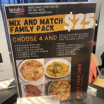 Larosh Grill - Mix and Match deal offered at $25 in restaurant, $30 online with $5 discount at checkout so same In restaurant offer. - Indian Near Me - Katy, Texas Larosh Grill - Mix and Match deal offered at $25 in restaurant, $30 online with $5 discount at checkout so same In restaurant offer. - Indian Near Me - Katy, Texas