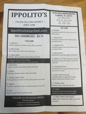 Menu photo 1 Ippolito Italian Deli Largo, FL Menu photo 1 Ippolito Italian Deli Largo, FL
