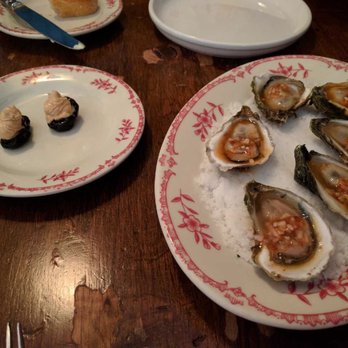 Lucia - Foie gras stuffed prunes ($1 each) and oysters - Italian Near Me - Dallas, Texas Lucia - Foie gras stuffed prunes ($1 each) and oysters - Italian Near Me - Dallas, Texas