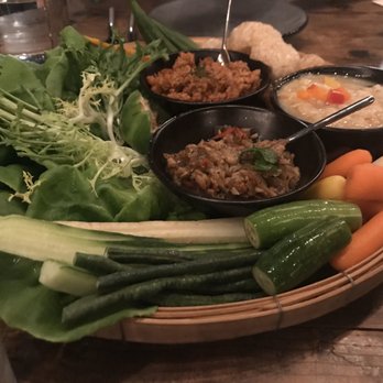 Wayla - Nam Prik Platter (3 dipping sauces with market vegetables) @ Wayla - Thai Near Me - New York, New York Wayla - Nam Prik Platter (3 dipping sauces with market vegetables) @ Wayla - Thai Near Me - New York, New York