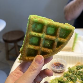 Chance’s Coffee - Pandan Mochi waffle was flavorful, it has a satisfying crunch on the outside and a good mochi chewiness in the inside. - Coffee & Tea Near Me - San Diego, California Chance’s Coffee - Pandan Mochi waffle was flavorful, it has a satisfying crunch on the outside and a good mochi chewiness in the inside. - Coffee & Tea Near Me - San Diego, California