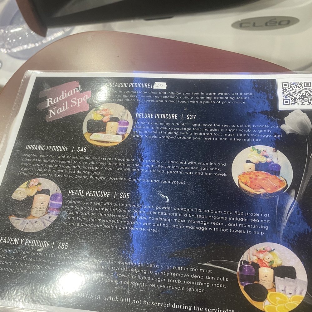 Pedicure Menu Pedicure Menu