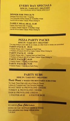 Menu photo 5 Uncle Howie's Pizza Redlands, CA