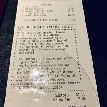 Bahama Breeze - Sign up for their e-club, received $10 off coupon in my e-mail. Bargain for dinner for 2... - Bars Near Me - Woodbridge, New Jersey Bahama Breeze - Sign up for their e-club, received $10 off coupon in my e-mail. Bargain for dinner for 2... - Bars Near Me - Woodbridge, New Jersey