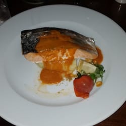 Hush Brasserie - Grilled Salmon fillet on mash with lemongrass & coconut bisque