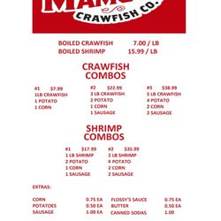 Big Mamou’s Crawfish - Menu