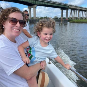 Captain Derek's Dolphin Adventure - Our daughter with her 3-year-old niece heading out. - Tours Near Me - Tybee Island, Georgia