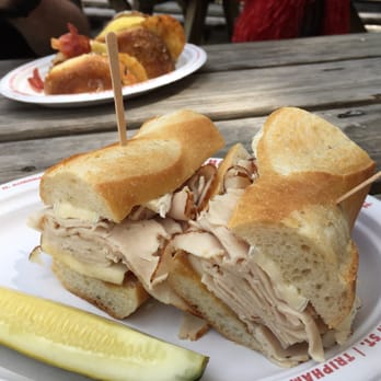 Collegetown Bagels - Patrick Ewing sandwich with turkey, brie and apple. - Bagels Near Me - Ithaca, New York