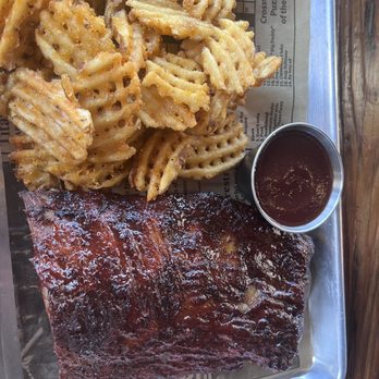 Whiskey 'N Rye Smokehouse - Baby back ribs with waffles fries - Barbeque Near Me - Solvang, California Whiskey 'N Rye Smokehouse - Baby back ribs with waffles fries - Barbeque Near Me - Solvang, California