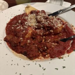 Stuffed Shells with Meat Sauce added.