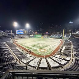 View of stadium in evening in December