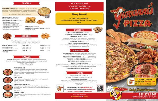 Menu photo 1 Giovanni's Pizza Lexington, KY Menu photo 1 Giovanni's Pizza Lexington, KY